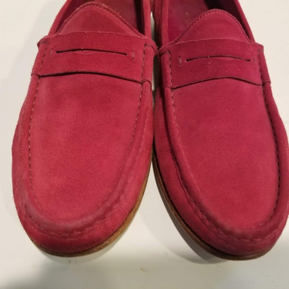 Sergio Rossi Mens Suede Penny Loafers Red Classic Designer Shoe Size 9.5 US 10.5 main image 4